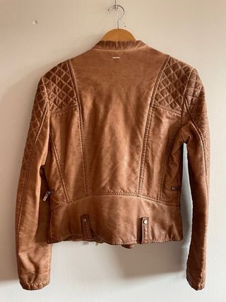 Chaqueta Cuero Marrón Bershka Talla M
