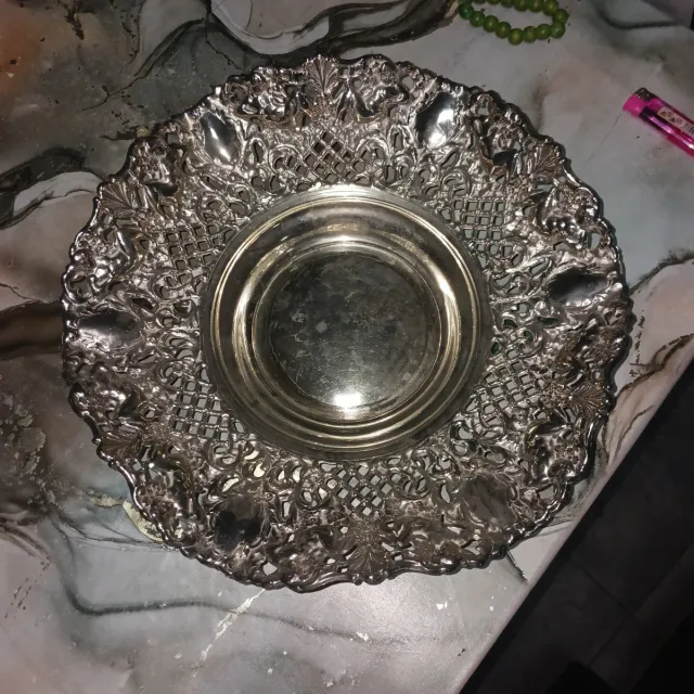 Centro de mesa alpaca antiguo y bisuteria