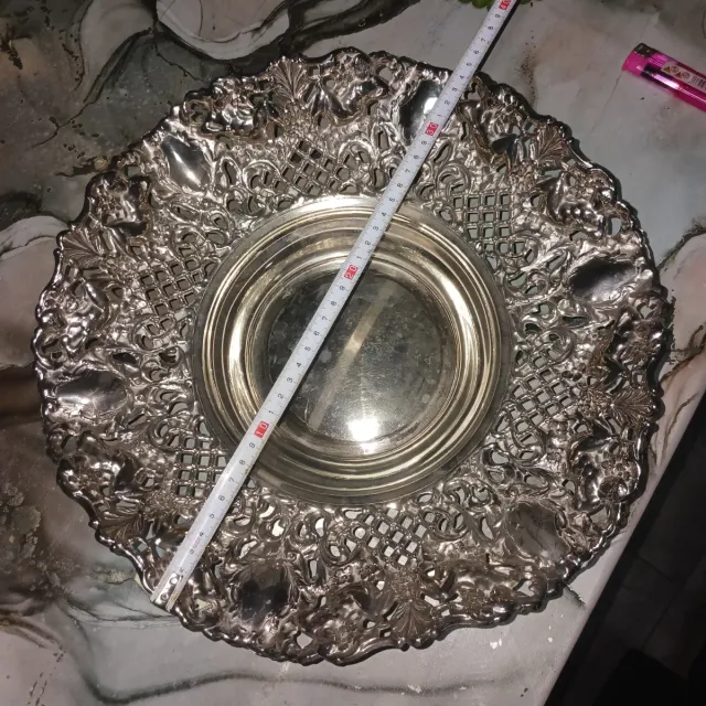 Centro de mesa alpaca antiguo y bisuteria