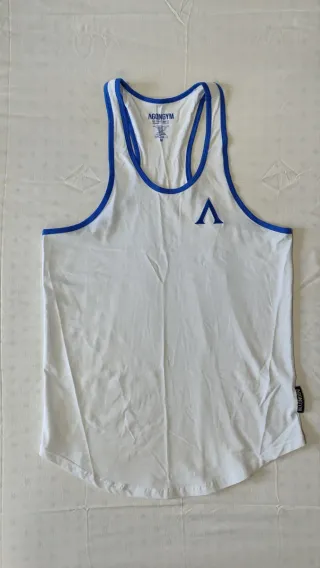 Camiseta AGON GYM Blanca y Azul Talla M