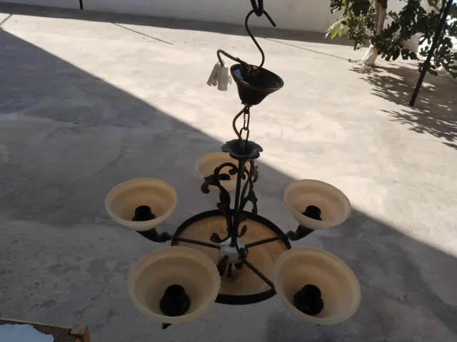 Lámpara de techo rústica 5 brazos