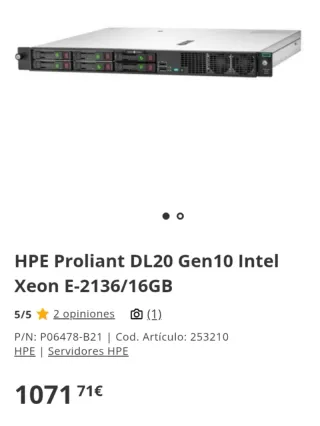 Servidor HPE ProLiant DL20 Gen10 P06478-B21