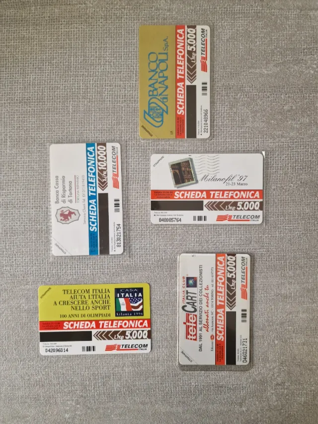 Set 5 schede telefoniche vintage
