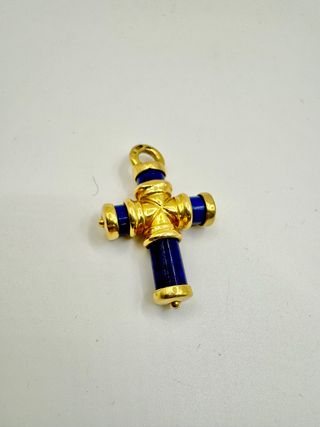 Cruz Oro 18k con Piedra Azul