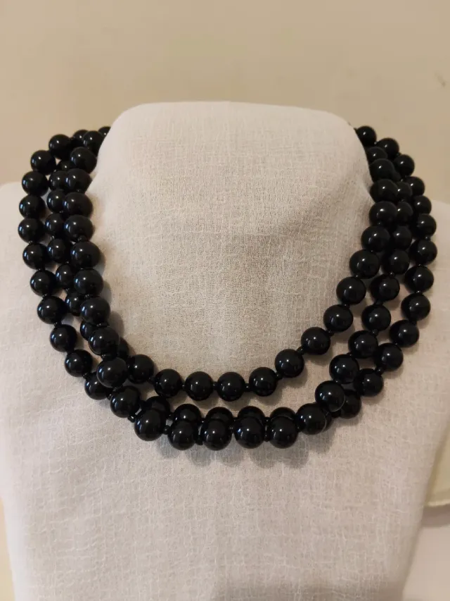 Collana vintage perle nere