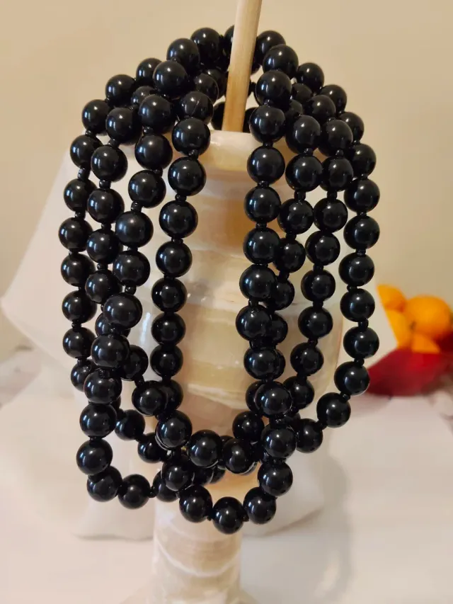 Collana vintage perle nere