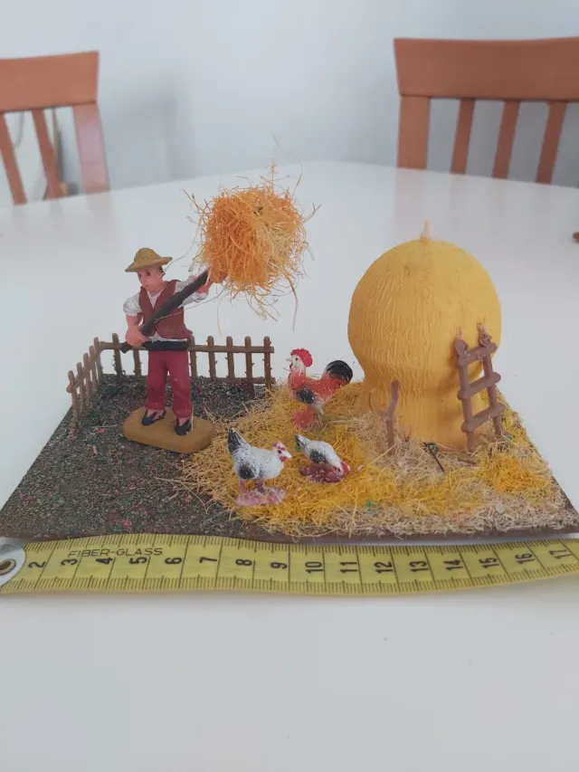 Figura Belén: Granjero con gallinas