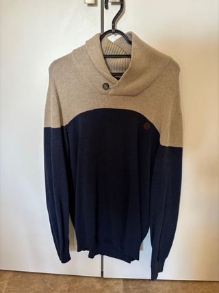 Jersey de punto beige y azul