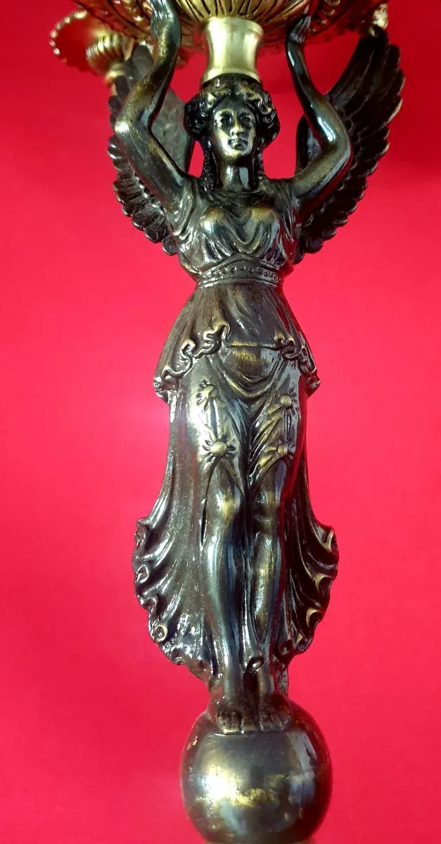 MAJESTUOSA PAREJA CANDELABROS LÁMPARAS EN BRONCE