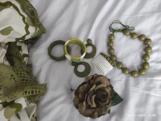 Traje Flamenca Talla 40 Beige/Verde