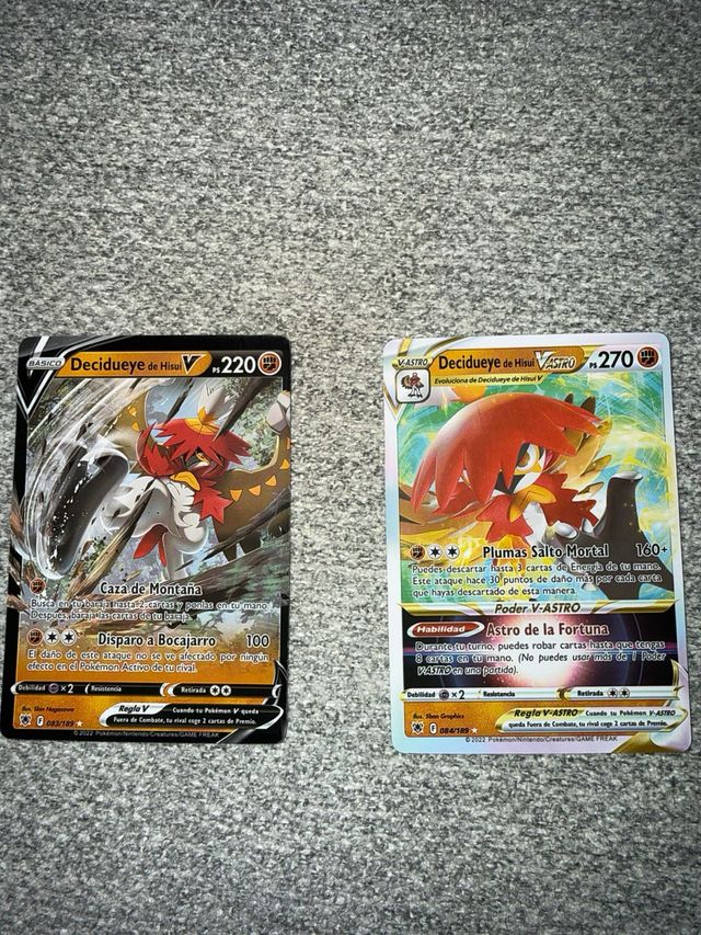3 Cartas Pokémon Decidueye y Dragonite