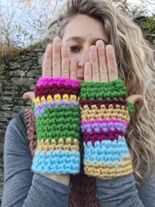 Mitones de lana hechos a mano