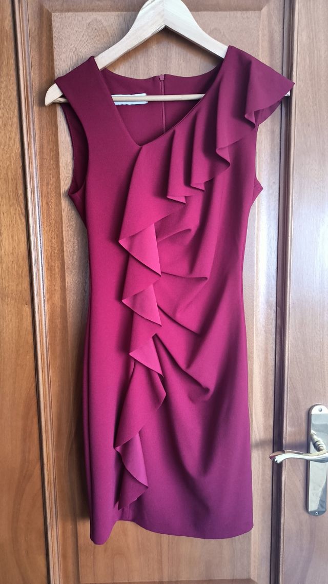 Vestido fiesta volantes rojo