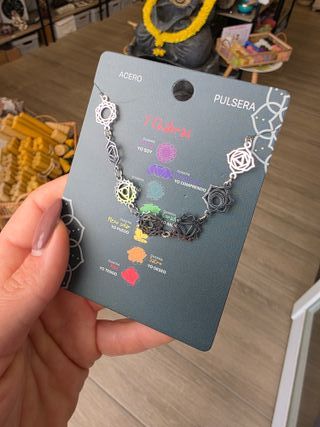 Pulsera 7 Chakras Plateada – Acero Inoxidable