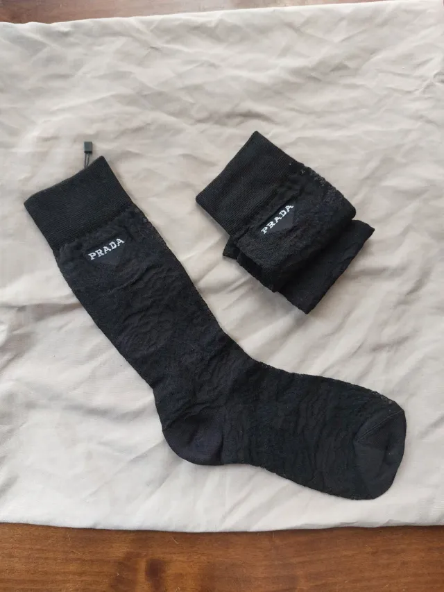 Prada Calcetines Encaje Rosas Talla L