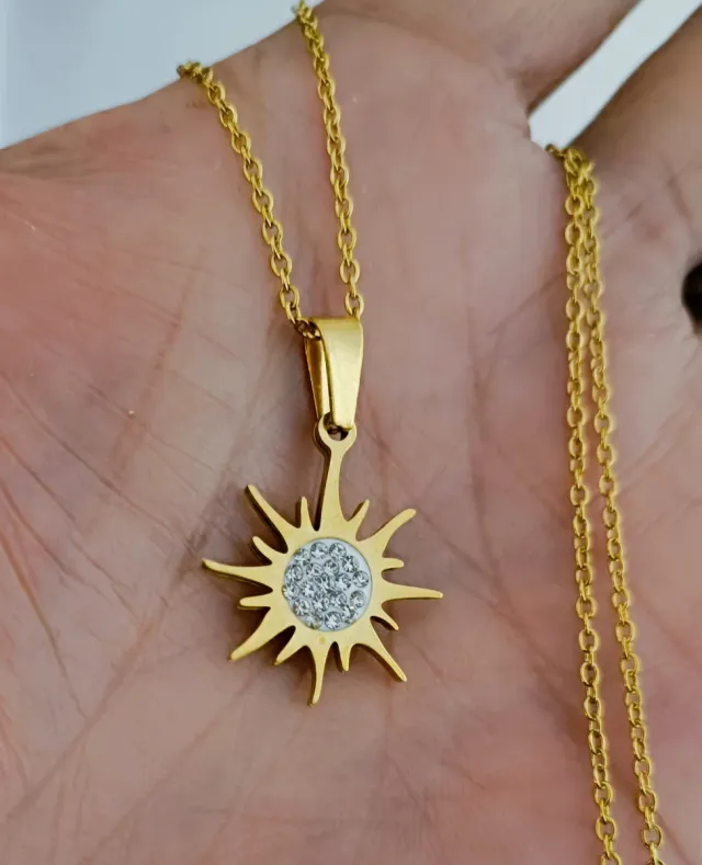 Colgante Sol con piedras de imitación mas Cadena