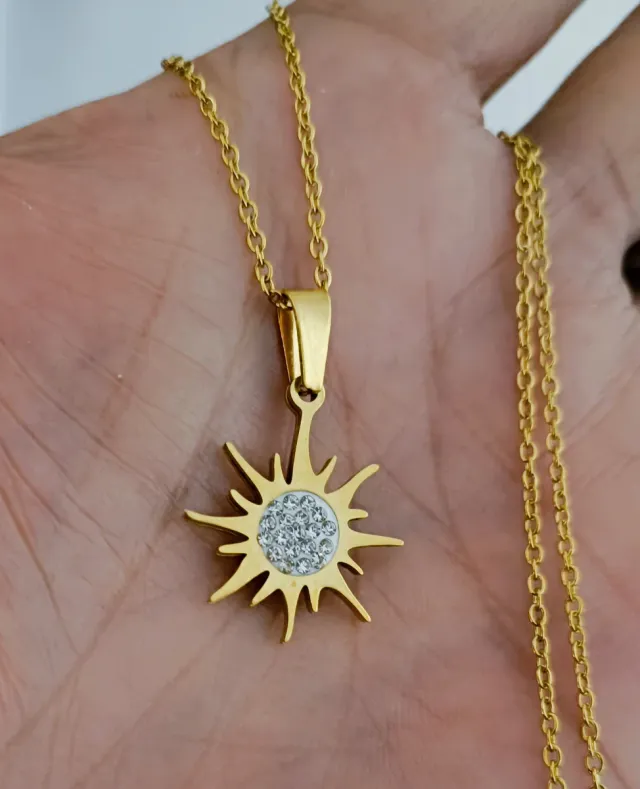 Colgante Sol con piedras de imitación mas Cadena