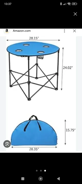 Mesa plegable camping con portavasos