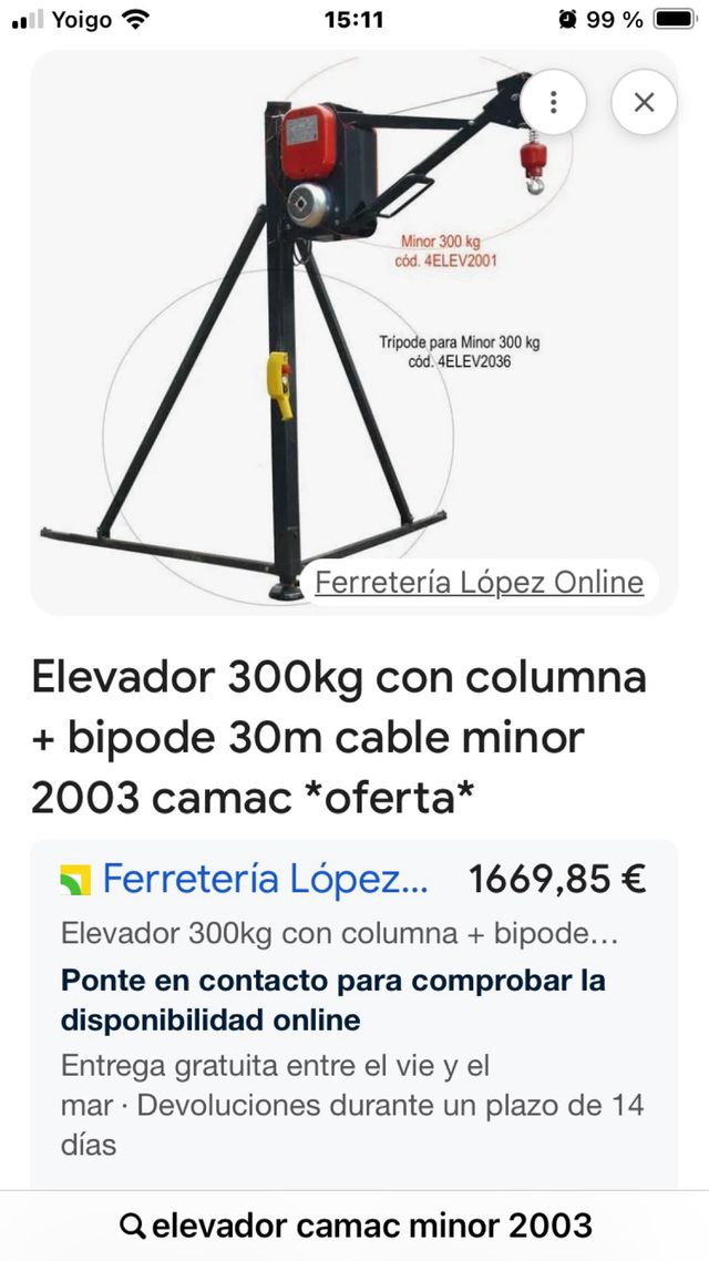 2 Elevadores Obra CAMAC modelo MINOR 200.