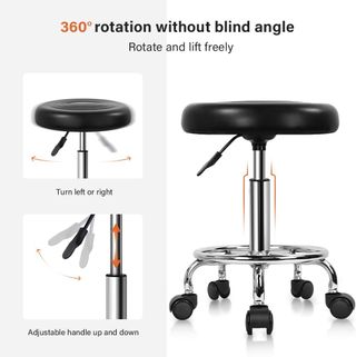 Taburete Ruedas Regulable Altura 49-64 cm.