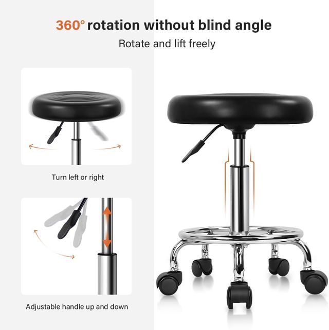 Sgabello con Ruote Regolabile in Altezza 49-64 cm