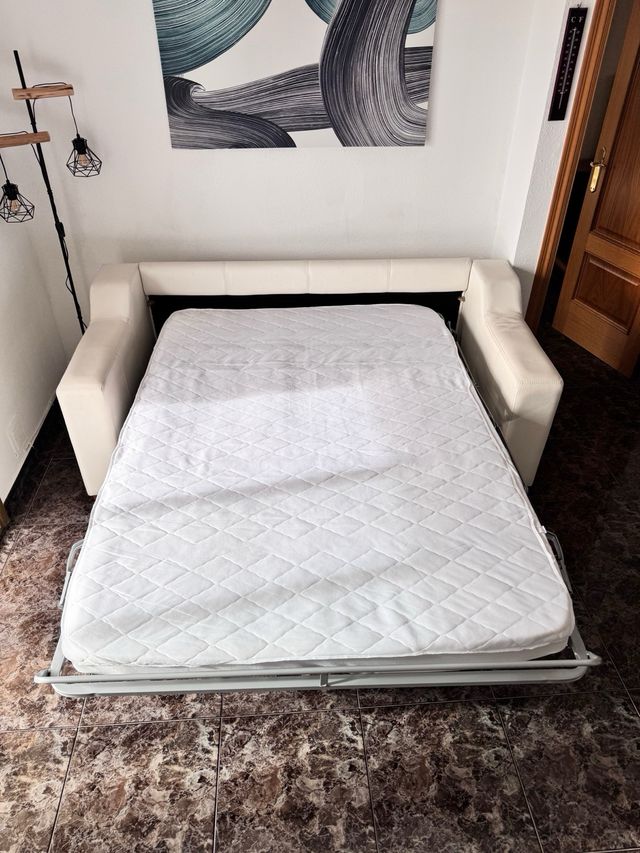 Sofá Cama Piel Blanco