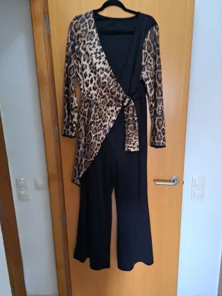 Mono fiesta lentejuelas leopardo