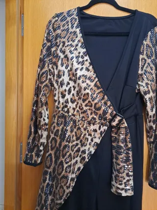 Mono fiesta lentejuelas leopardo