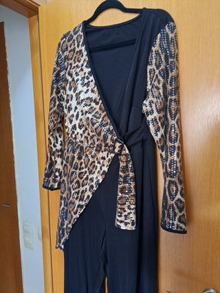 Mono fiesta lentejuelas leopardo