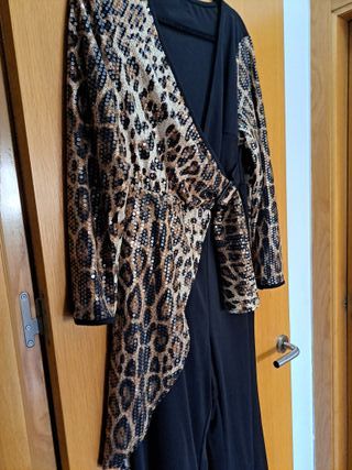 Mono fiesta lentejuelas leopardo