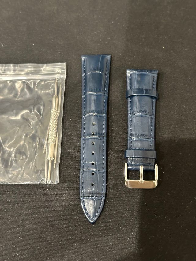 Correa de piel azul para reloj