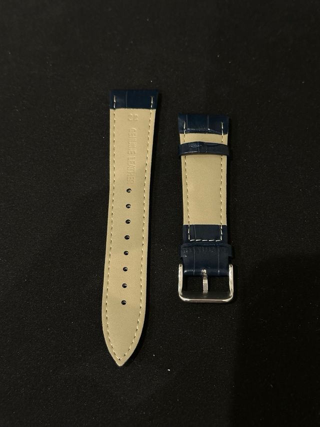 Correa de piel azul para reloj