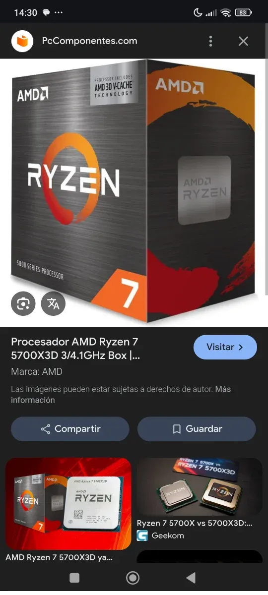 Procesador AMD Ryzen 7 5700X3D Nuevo
