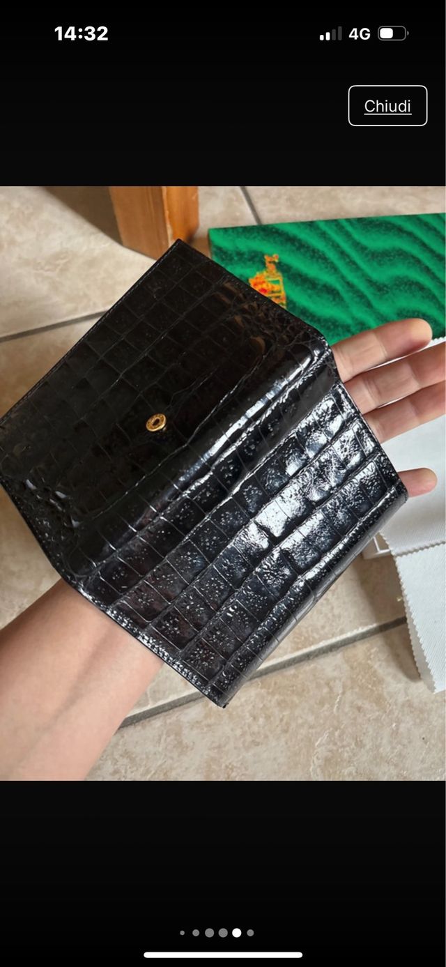 Portafoglio donna coccodrillo nero
