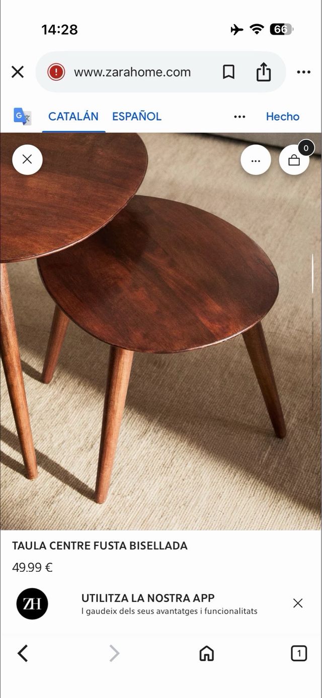 Mesa centro Zara Home madera biselada