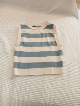 Top Zara rayas azul y blanco verano