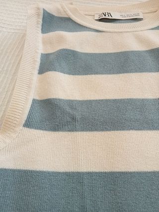 Top Zara rayas azul y blanco verano