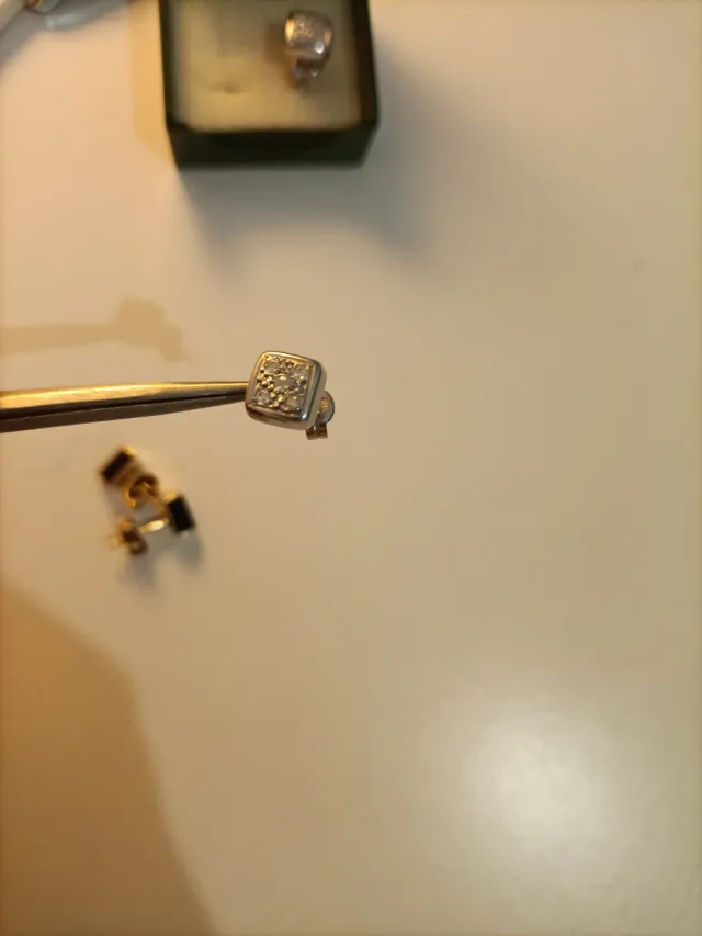 Pendientes Oro Blanco 18kl Cuadrados y Rectangular