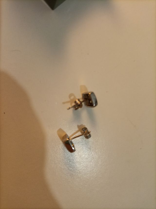 Pendientes Oro Blanco 18kl Cuadrados y Rectangular