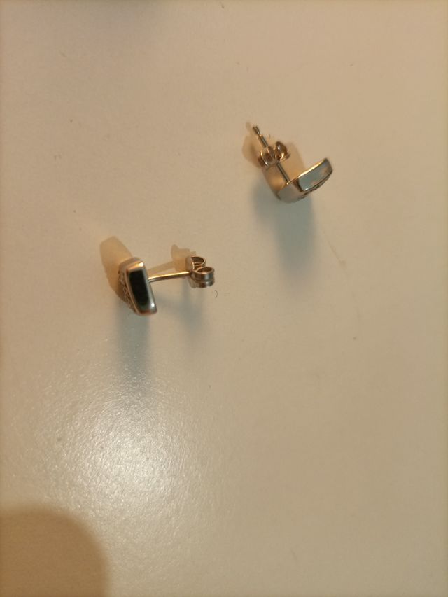 Pendientes Oro Blanco 18kl Cuadrados y Rectangular