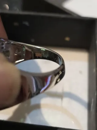 Anillo Plata Ley Hombre Esmeralda Sintética