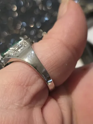 Anillo Plata Ley Hombre Esmeralda Sintética