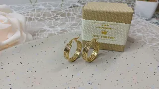 Pendientes Aro Greca Chapado Oro 18k