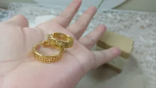 Pendientes Aro Greca Chapado Oro 18k