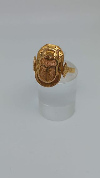 J-0774 Anillo Escarabajo Egipcio Oro 18K