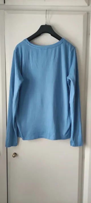 Jersey azul celeste perlas mujer