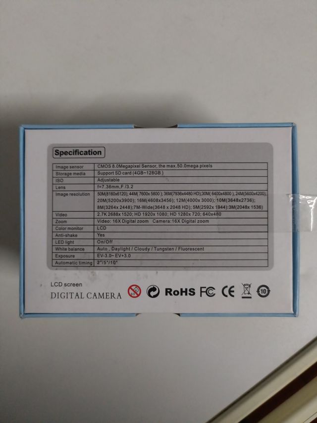 Cámara Digital 4K 16x Zoom Blanca