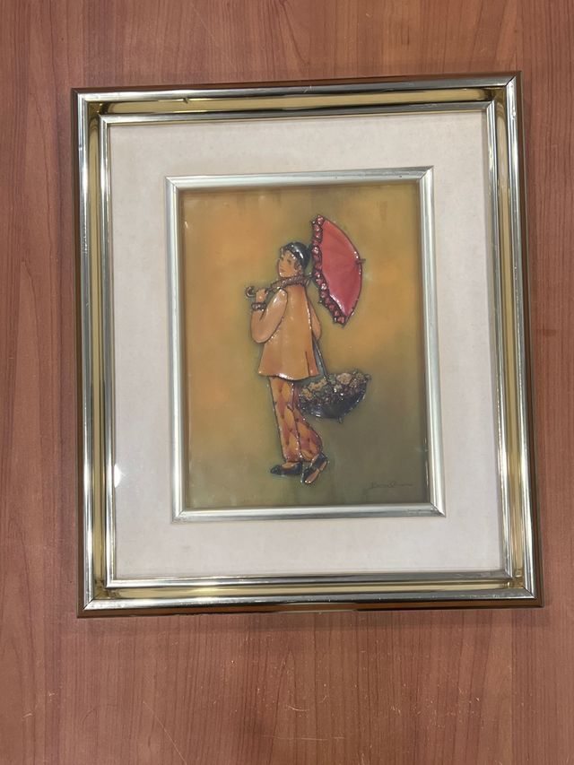 Cuadro Elena Olivera - Figura con Paraguas Rojo