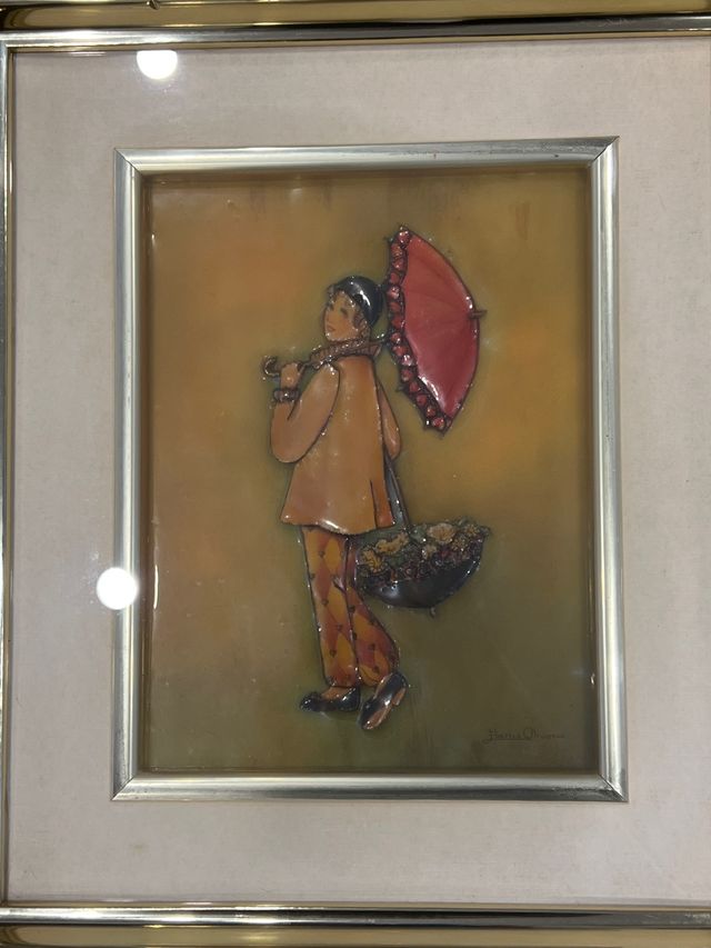 Cuadro Elena Olivera - Figura con Paraguas Rojo