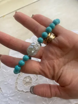 Bracciale Turchese e Perla Elastico